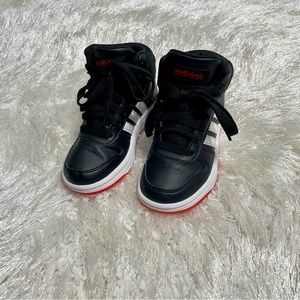 adidas 12K Black and White Hoops Hightop Sneakers